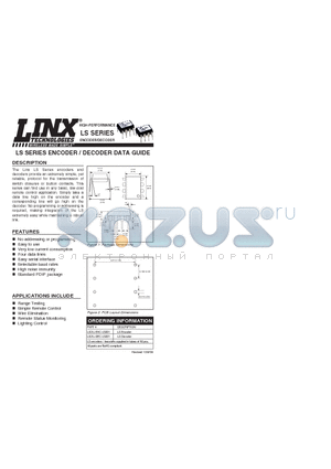 LICAL-DEC-LS001 datasheet - LS SERIES ENCODER / DECODER DATA GUIDE