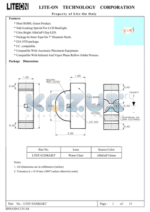 LTST-S320KGKT datasheet - Property of Lite-On Only