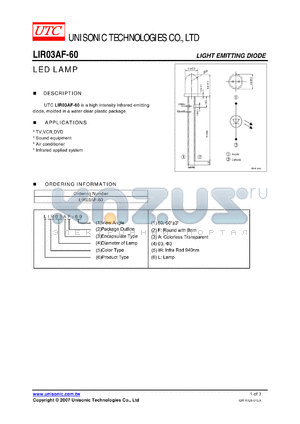 LIR03AF-60 datasheet - LED LAMP