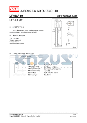 LIR05AF-60 datasheet - LED LAMP