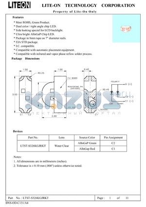 LTST-S326KGJRKT datasheet - Property of Lite-On Only