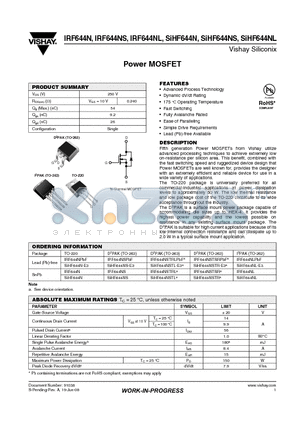 IRF644NSTRR datasheet - Power MOSFET