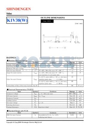 K1V38W datasheet - Sidac