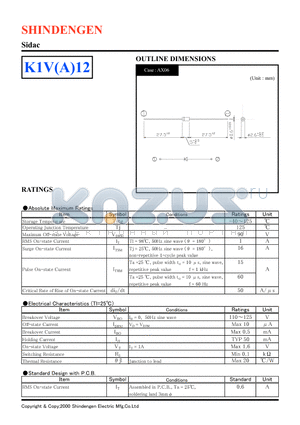 K1VA12 datasheet - Sidac