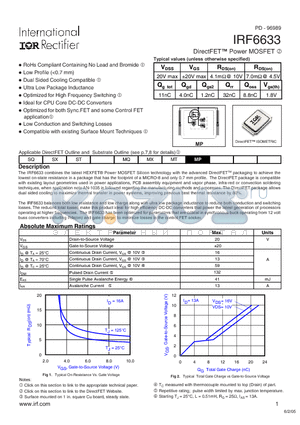 IRF6633 datasheet - DirectFET Power MOSFET