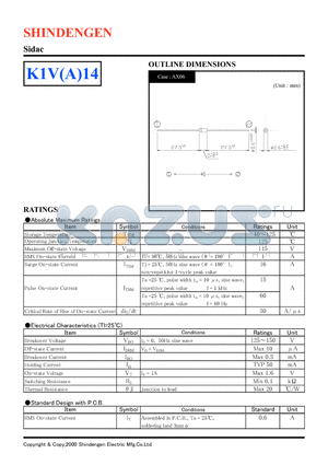 K1VA14 datasheet - Sidac
