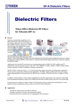 LJ1250-D-B datasheet - DF-B Dielectric Filters