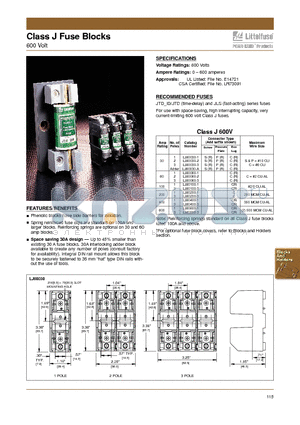 LJ60030-3 datasheet - Class J Fuse Blocks