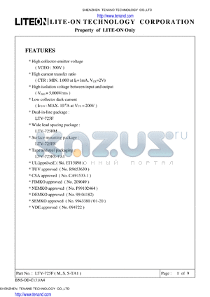 LTV-725FS datasheet - Property of LITE-ON Only