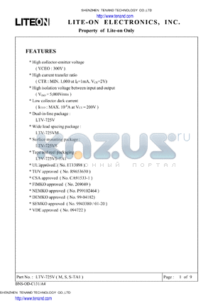 LTV-725V datasheet - Property of LITE-ON Only