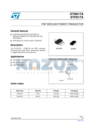 N817A datasheet - PNP MEDIUM POWER TRANSISTOR