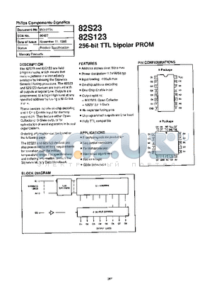 N82S123N datasheet - 256-bit TTL bipolar PROM 32 x 8