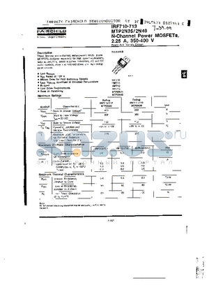 IRF712 datasheet - N-Channel Power MOSFETs, 2.25A, 350-400V