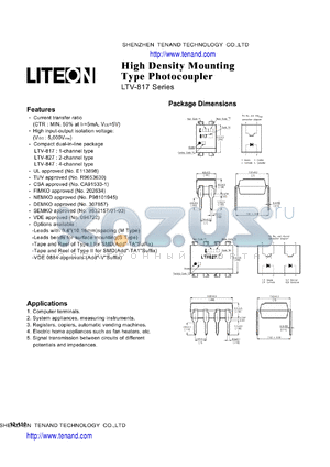LTV817-V datasheet - High Density Mounting Type Photocoupler
