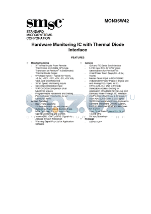 MON35W42 datasheet - Hardware Monitoring IC with Thermal Diode Interface