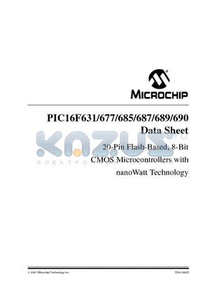 PIC16F631-E/MLSQTP datasheet - 20-Pin Flash-Based, 8-Bit CMOS Microcontrollers with nanoWatt Technology