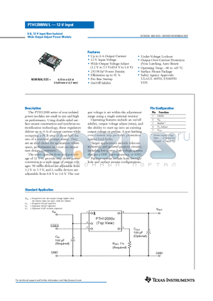 PTH12000L datasheet - 6-A, 12-V Input Non-Isolated Wide-Output Adjust Power Module