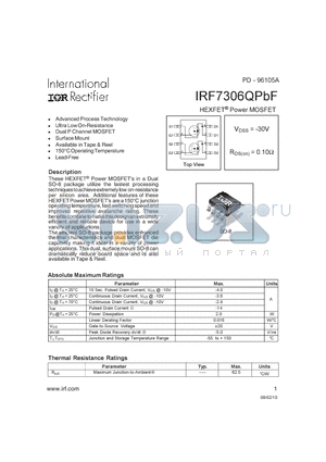 IRF7306QPBF_10 datasheet - HEXFETPOWERMOSFET