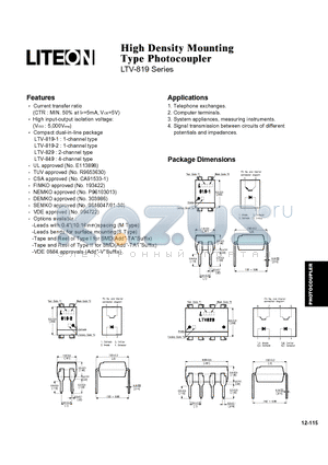 LTV849-V datasheet - High Density Mounting Type Photocoupler