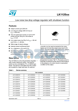 LK112SM48TR datasheet - Low noise low drop voltage regulator with shutdown function