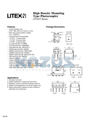 LTV847 datasheet - HIgh Density Mounting Type Photocoupler