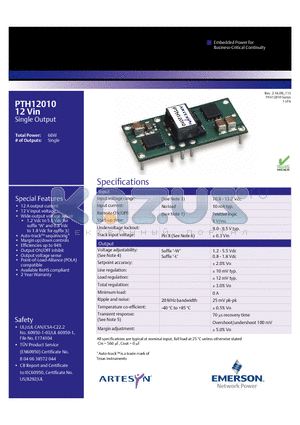 PTH12010WADT datasheet - DC-DC CONVERTERS