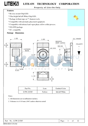 LTW-21TS5 datasheet - Property of Lite-On Only