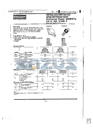 IRF733 datasheet - N-Channel Power MOSFETs, 5.5A, 350 V/400V