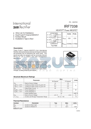 IRF7338 datasheet - HEXFET Power MOSFET