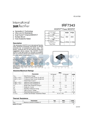 IRF7343 datasheet - HEXFET Power MOSFET