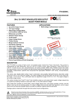 PTH12030LAST datasheet - 26-A, 12-V INPUT NON-ISOLATED WIDE-OUTPUT ADJUST POWER MODULE