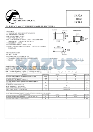 LK34A datasheet - 3A SURFACE MOUNT SCHOTTKY BARRIER RECTIFIERS