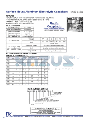 NACC100K164X6.1TR13F datasheet - Surface Mount Aluminum Electrolytic Capacitors