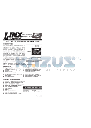 MDEV-USB-QS datasheet - SDM-USB-QS-S USB MODULE DATA GUIDE