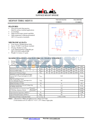 MDF005 datasheet - SURFACE MOUNT BRIDGE