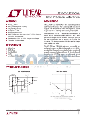 LTZ1000A datasheet - Ultra Precision Reference