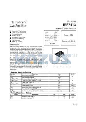 IRF7413_07 datasheet - HEXFET POWER MOSFET