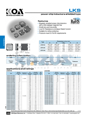 LKS0745TTEG3N datasheet - power chip inductors shielded type