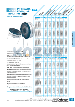 PTHF10-121 datasheet - Toroidal Power Chokes