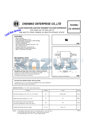 P6SBMJ100CAPT datasheet - GLASS PASSIVATED JUNCTION TRANSIENT VOLTAGE SUPPRESSOR