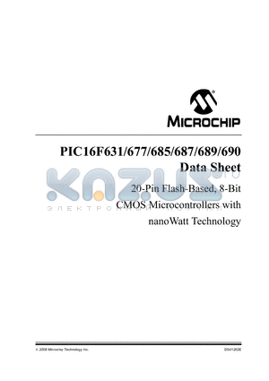 PIC16F685 datasheet - 20-Pin Flash-Based, 8-Bit CMOS Microcontrollers with nanoWatt Technology