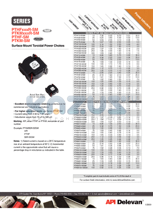 PTHF100-30SM datasheet - Surface Mount Toroidal Power Chokes