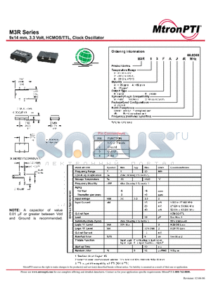 M3R14FAJ datasheet - 9x14 mm, 3.3 Volt, HCMOS/TTL, Clock Oscillator