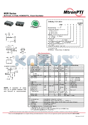 M3R16FCJ datasheet - 9x14 mm, 3.3 Volt, HCMOS/TTL, Clock Oscillator