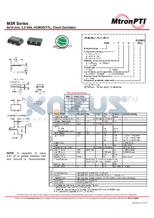 M3R23FCJ datasheet - 9x14 mm, 3.3 Volt, HCMOS/TTL, Clock Oscillator