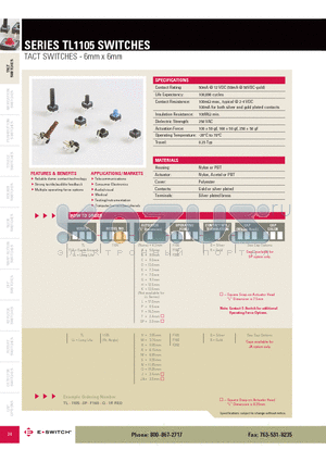 LL-1105-C-F100-Q datasheet - TACT SWITCHES - 6mm x 6mm