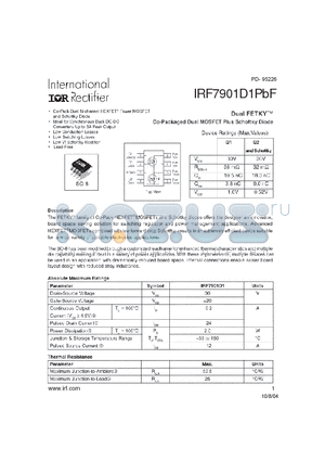 IRF7901D1PBF datasheet - Dual FETKY