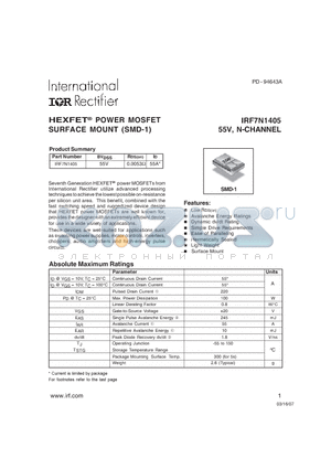 IRF7N1405_07 datasheet - HEXFET POWER MOSFET SURFACE MOUNT (SMD-1)