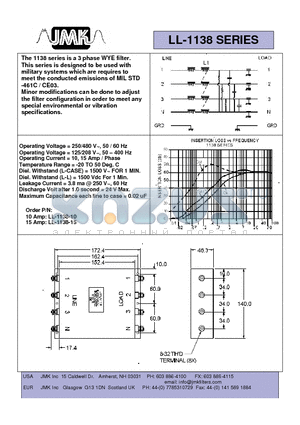 LL-1138 datasheet - Operating Voltage = 250/480 V~, 50 / 60 Hz Operating Voltage = 125/208 V~, 50 - 400 Hz