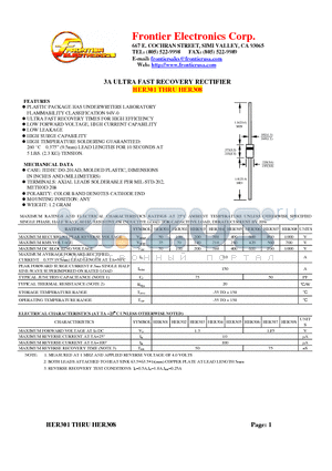 HER308 datasheet - 3A ULTRA FAST RECOVERY RECTIFIER